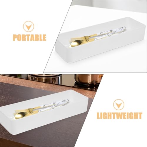 2pcs White PP Drawer Organizer Divided Cutlery Container - view 3