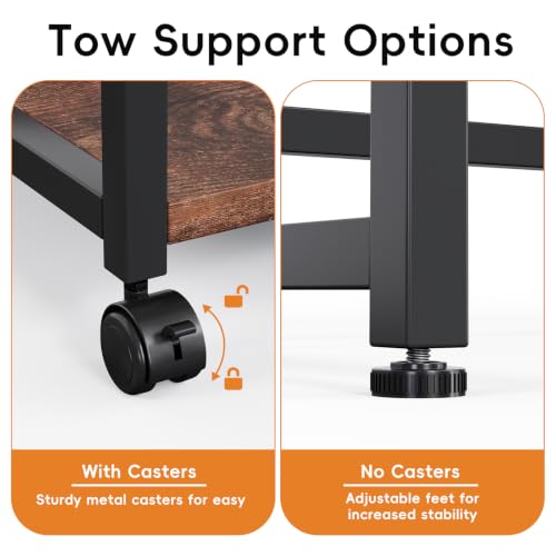 Large 3-Tier Printer Stand with Charging Station, Rustic Brown - view 6