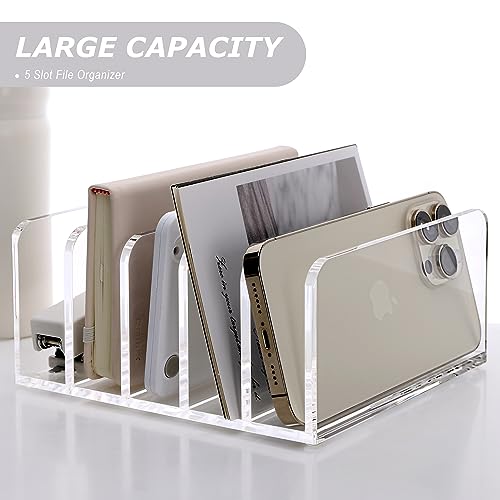 Clear Mail Organizer Desk Sorter, Acrylic Letter File Holder 5-Slot - view 4