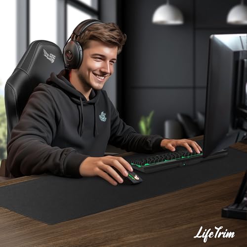 36” x 13” Extra Large Mouse Pad Gaming Extended Keyboard Mat Full Desk Cover Oversized Mouse Pad XL Desk Protector Mat Giant Thick Black Gaming XXL Mousepad Large Desk Mats Deskpad - view 2