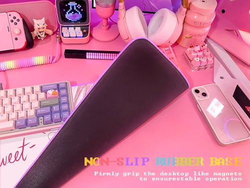 Pink RGB Gaming Mouse Pad 31.5x12 Inch PC XL Large Extended Glowing Led Light Up Desk Pad Non-Slip Rubber Base Computer Cute Mousepad Mat Desk Accessories Gaming Setup 40-8779 - view 4