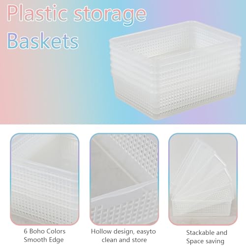 6-Pack Clear Plastic Paper Storage Baskets, File Storage Tray - view 3