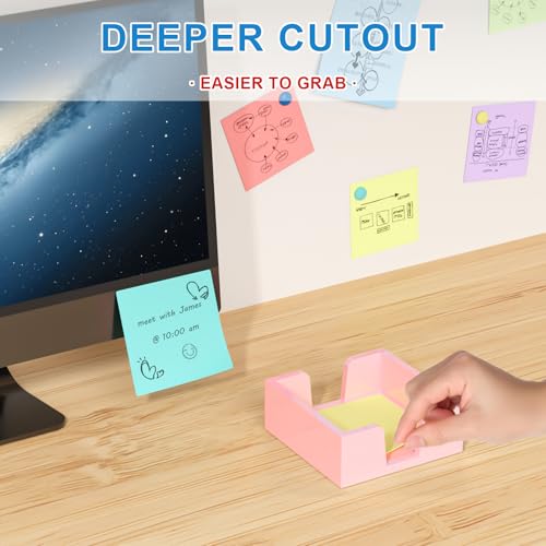 Acrylic Notepad Holder Dispenser - 3x3 in Sticky Note Memo Holder for Desk Organizer (W/O Pads) Office Desk Accessories School Supplies, Lightpink - view 4