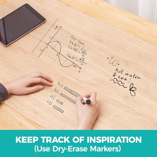 Clear Glass Desk Mat 20" x 36" Tempered Desk Protector Pad for Desktop Dry Erase Whiteboard Desk Cover for Wooden Craft Vanity Desk Topper, Extra Large - view 3