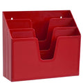 Horizontal Triple File Folder Organizer Sorter, Letter Size, Red
