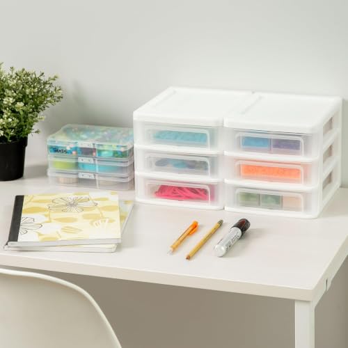 4-Pack 3-Drawer Small Desktop Organizer, Stackable, White - view 2