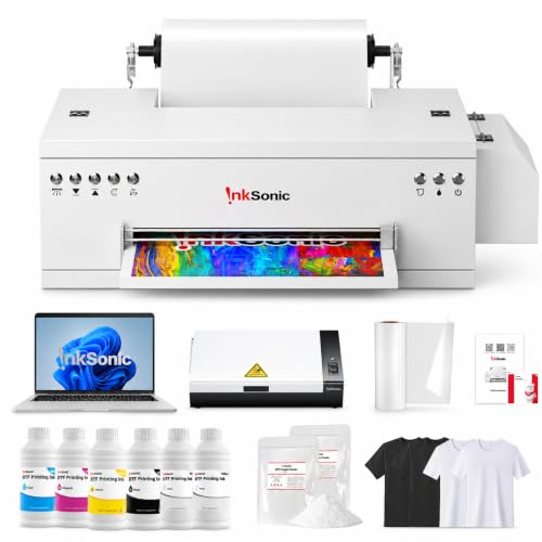InkSonic 13" R1390 DTF Printer Machine Bundle with Oven & Laptop
