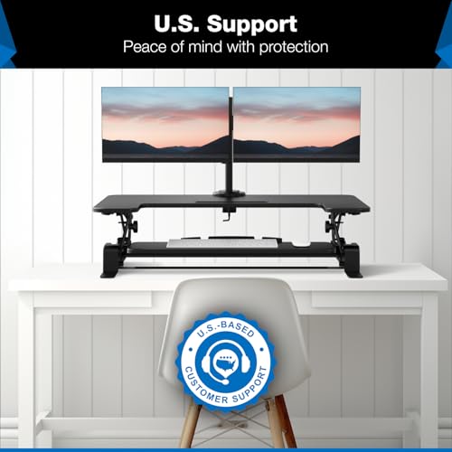 Mount-It! Standing Desk Converter Dual Monitor, 2 Screen Mounts Included, Height Adjustable Desk Riser in Black, Stand Up Desk Convertor Large 36" Wide, Sit Stand Convertor with Manual Lift Gas Spring - view 3