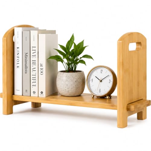 Adjustable Desktop Bookshelf - Sturdy Desk Bookshelf and Book Organizer - No Tools Required to Assemble This Desktop Bookcase, Perfect Tabletop Book Shelf for Office, Study Room