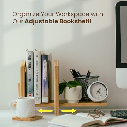 Adjustable Desktop Bookshelf - Sturdy Desk Bookshelf and Book Organizer - No Tools Required to Assemble This Desktop Bookcase, Perfect Tabletop Book Shelf for Office, Study Room - view 3