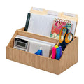 Bamboo Desktop All-In-One Organizer for File Folders, Notepads, Pens, Stationary Items, Small Electronics and more