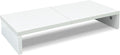20 inch white monitor stand riser, wood desktop computer stand | fits laptop, printer, TV, PC tower, full keyboard storage underneath, ergonomic, desk organizer for home office gaming vanity