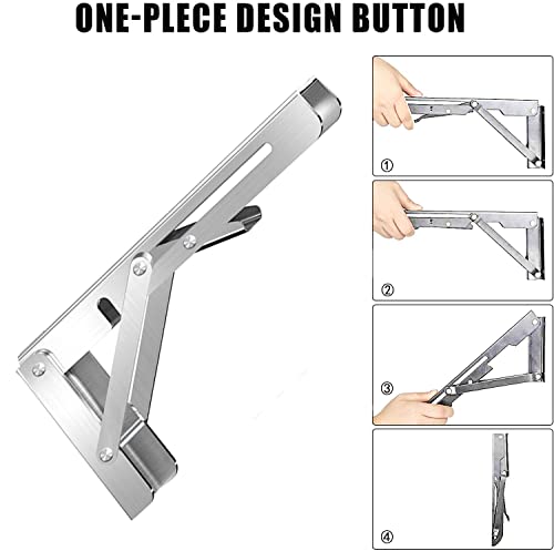 Folding Shelf Brackets Stainless Steel 16 inch 2 Pcs Max Load: 350 lb - Heavy Duty DIY Wall Mounted Collapsible Shelf Bracket, Space Saving for Garage Workstation, Stuff Supports, Table, Workbench - view 5