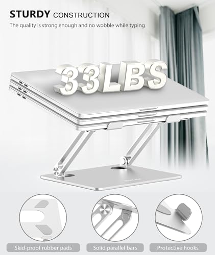 Laptop Stand, Adjustable Multi-Angle Riser, Up to 17 Inches, Silver - view 6