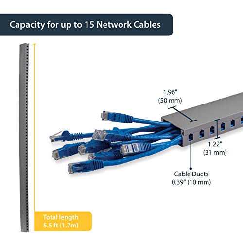 5.6ft Server Rack Cable Management - Customizable 2in x 1in Open Slot Network & Data Finger Duct Wire Raceway Organizer w/Cover (AD105X1) (Pack of 3) - view 2