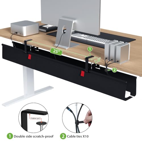 Extra Large No Drill Under Desk Cable Management Tray 48 in, Black - view 4