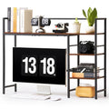 Desk Shelf 38.6" W, Desktop Bookshelf Storage Hutch for Computer Monitor, Metal Frame and Wooden Shelf, 4-Tier Desk Display Rack, Multipurpose Desk Organizer Hutch for Dorm, Home, Office