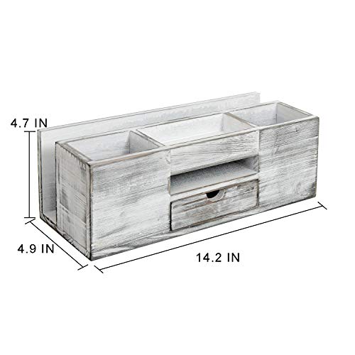 Liry Products Whitewashed Wooden Desktop Organizer Multiple Compartments Rack Shelf Drawer Tabletop Wood Storage Cabinet Office Supplies Caddy Document Stationery Holder Accessory Sorter Vanity Home - view 3
