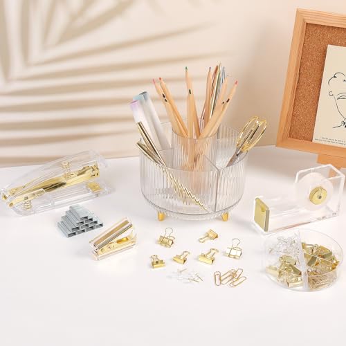 Gold Office Supplies Set with Pencil Holder for Desk - view 6