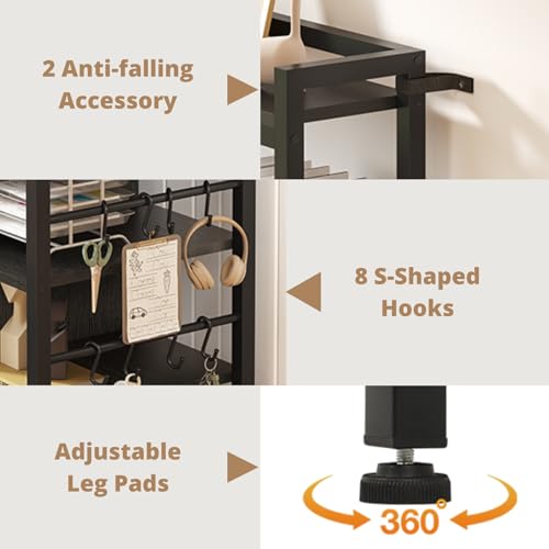 File Cabinet with Charging Station, Vertical Filing Cabinet with Lock for Home Office, Printer Stand with Open Storage Shelf, Fits Legal/Letter/A4 Size, Black - view 6