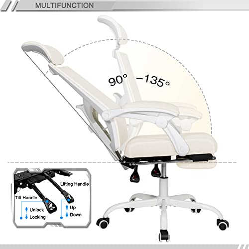 Home Office Desk and Chair Set, Home Office Furniture Sets, Computer Desk with Drawers & Shelves, Ergonomic Office Chair with Footrest Mesh Home Office Desk Chair - view 4