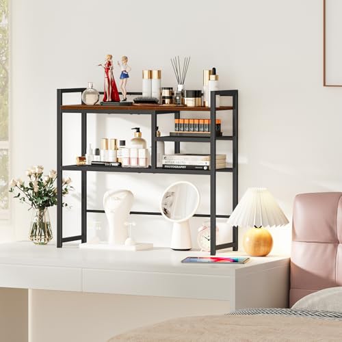 31.9" Desk Shelf, Desktop Organizer Shelf, Desk Hutch Dorm, 3-Tier Desk Display Rack, Desktop Bookshelf, Multipurpose Wood Desk Organizer Storage Rack for Home Office Dorm - view 5