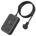Flat Plug Extension Cord 10 Ft, 6 Widely Spaced Outlet(2 Side) Power Strip with 4 USB Ports, Overload Protection, Wall Mount Charging Station for Home Office, Nightstand and dorm room, Black