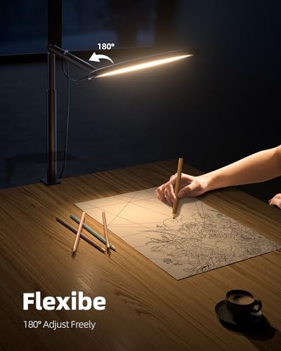 10.2" Desk Ring Light with Stand, 360° Rotate Desk Lamps for Home Office with C-Clamp, Flexible Height Desk Light, Adjust Arm Ring Light for Desk, Podcast, Gaming, Recording, Zoom Lighting - view 3