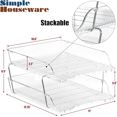 2-Tier Stackable Paper Tray for Desk Organizer, Clear - view 5