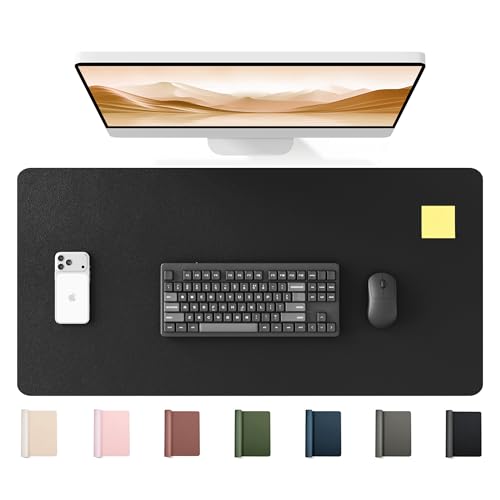 35.4" x 17" Large PU Leather Desk Mat for Keyboard and Mouse - Waterproof Non-Slip Desk Pad Protector for Office, Home, Writing Desk, Black