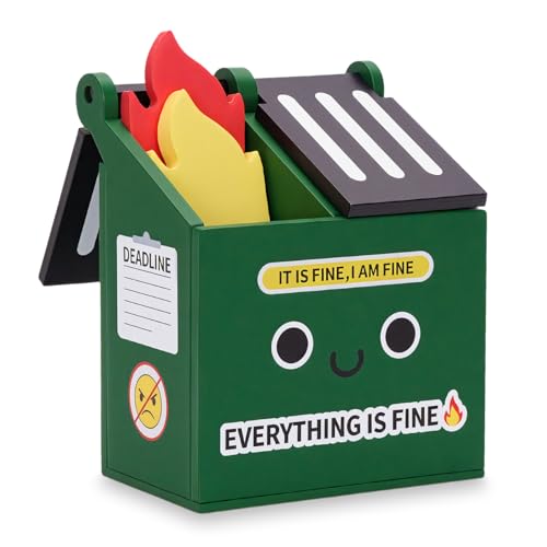 Dumpster Fire Pencil Holder with 100 PCS Flame Sticky Notes