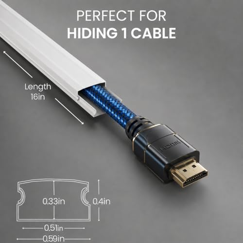 Cable Hider - 300” One-Cord Cable Raceway Wire Hider for Cable Concealer Cord Hider Cord Cover Wall Cable Hider. Wire Hiders TV on Wall. Cable Management, Cord Hider (White, Small) - view 2