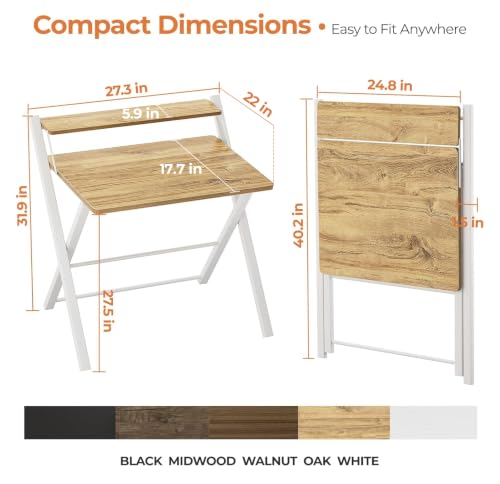 Folding Desk No Assembly, Sturdy Computer Desk for Small Spaces - view 3