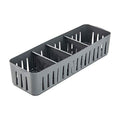 4 Compartment Stackable Bin with Adjustable Dividers | Drawer Organizer | Storage Basket | Good for Office | Desk Supplies | Dorm |Bathroom | Accessories | Make Up | Grey