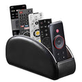 PU Leather Remote Control Holder with 5 Compartments - Storage Tray & Desktop Organizer for TV Remotes,Glasses,Pens,Accessories - Space-Saving Design for Bedside Table & Office Desk (Black)