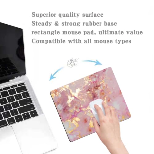 Pink Golden Marble Mouse Pad Customized Premium Textured Washable Desktop Protection Mouse Mat with Non-Slip Rubber Base - view 3