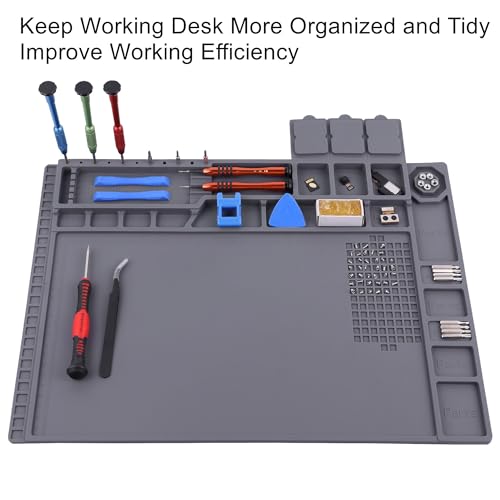 Premium Heat Resistant 932°F Magnetic Soldering Mat, 17.3'' x 11.8'' Electronics Repair Work Mat for Soldering, Electronics Computer Cellphone Repair, BGA Soldering Gun Iron Workbench Protection - view 2