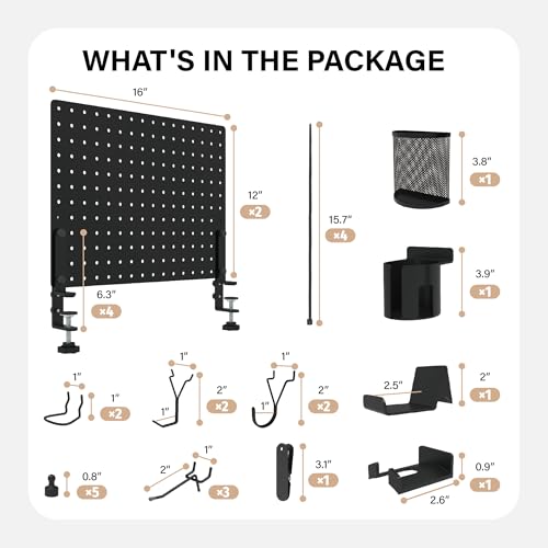 32 x 12 Inch Clamp On Desk Pegboard Complete Kit - view 2