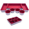 Desk Tray Organizer - Makeup Organizer Drawers Storage - Home Office Cosmetic Bins Dividers Box Closet Compartment - Pack of 7, Burgundy