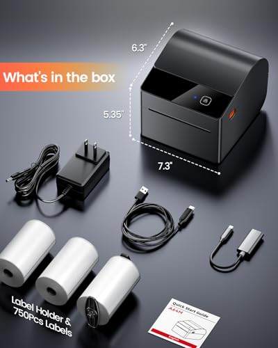 Bluetooth Shipping Label Printer with 750 Pcs Labels - view 5