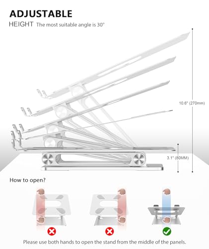 Laptop Stand, Adjustable Multi-Angle Riser, Up to 17 Inches, Silver - view 3
