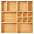 Drawer Organizer, Set of 9 Bamboo Wood Kitchen Makeup Desk Junk Tea Drawer Storage Boxes Bins for Cutlery Silverware Utensils Flatware, Small Wooden Container Tray for Bathroom, Office
