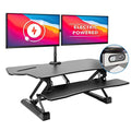 Mount-It! Electric Standing Desk Converter with Dual Monitor Arm, Stand Up Desk Riser X-Large 47.2" Wide, Electric Desk Riser with Mount for 2 Screens (Max 32"), Desktop with Keyboard Tray, USB, Black