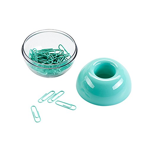 100pcs 28mm Mint Green Paper Clips Medium in Mint Paper Clips Dispensers Holder Paperclips Storage Case for Desk Organizer Accessories (Mint Green) - view 3