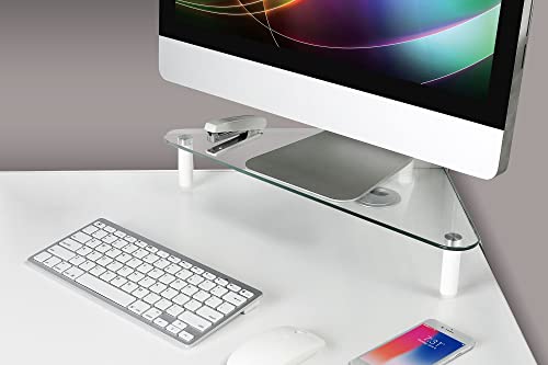 Glass Corner Monitor Riser, 19.7" x 11" x 3.25", Clear, Supports 40 lbs - view 4