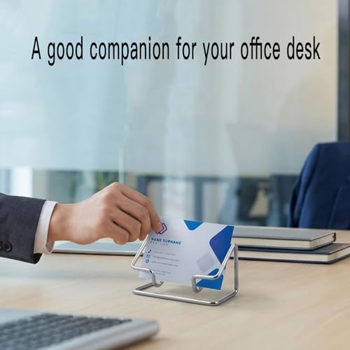 2 Pack Silver Metal Business Card Holder, Desk Card Stand for Office Home - view 4