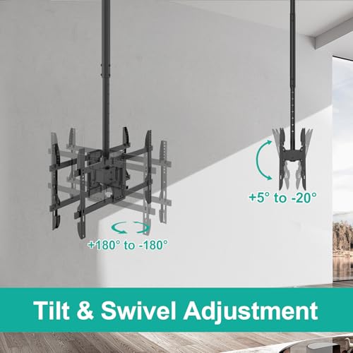 Back to Back Dual Ceiling TV Mount for 43-86" TVs, 88 lbs Per Screen - view 4