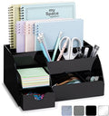 Black Desk Organizer with 9 Compartments - Desktop Office Supplies and Desk Accessories Organizer