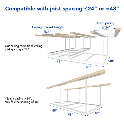 4x8 Overhead Garage Storage Rack, Without Decking, White - view 6