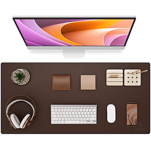 Large Desk Protector Mat, Leather Desk Pad (35.4"x17", Brown)